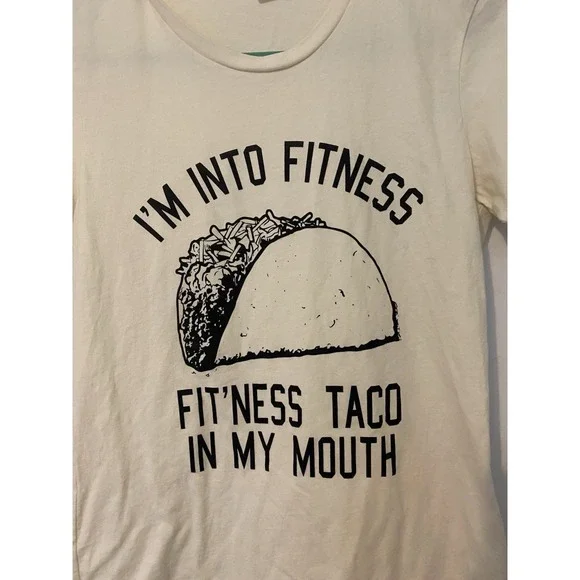 I'm Into Fitness.‎ Fit'ness Taco in My Mouth Fitted Women's Tee Large - Picture 2 of 5